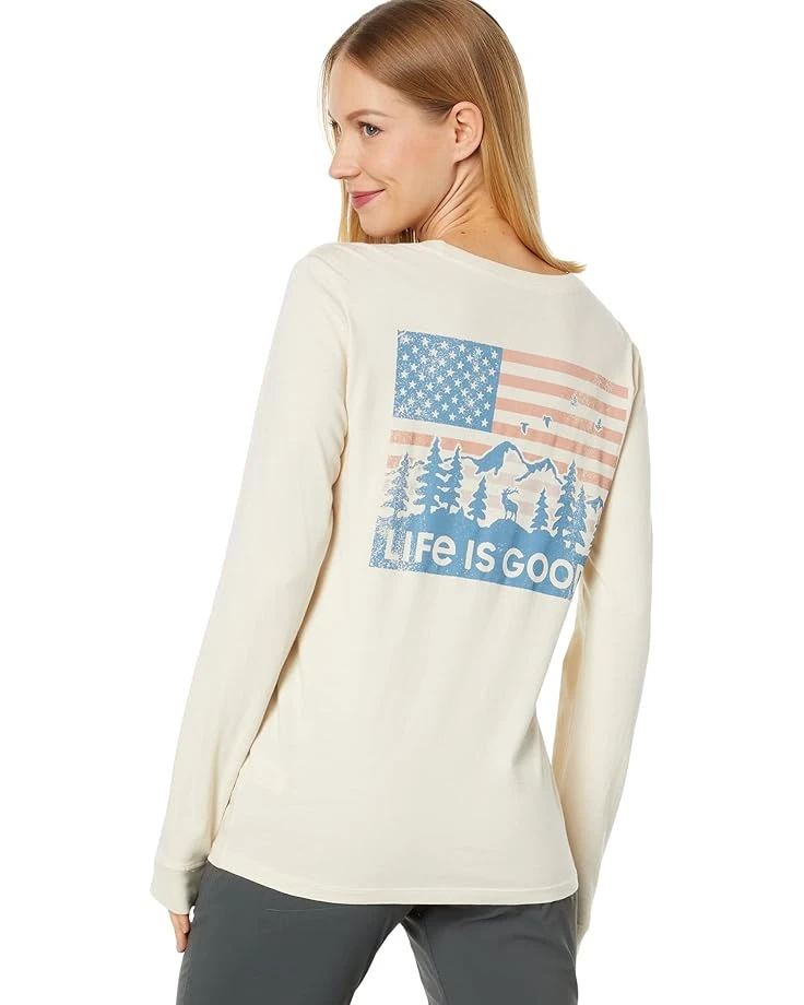 Life Is Good Flag Mountain Scene Long Sleeve Crusher-Lite™ Tee