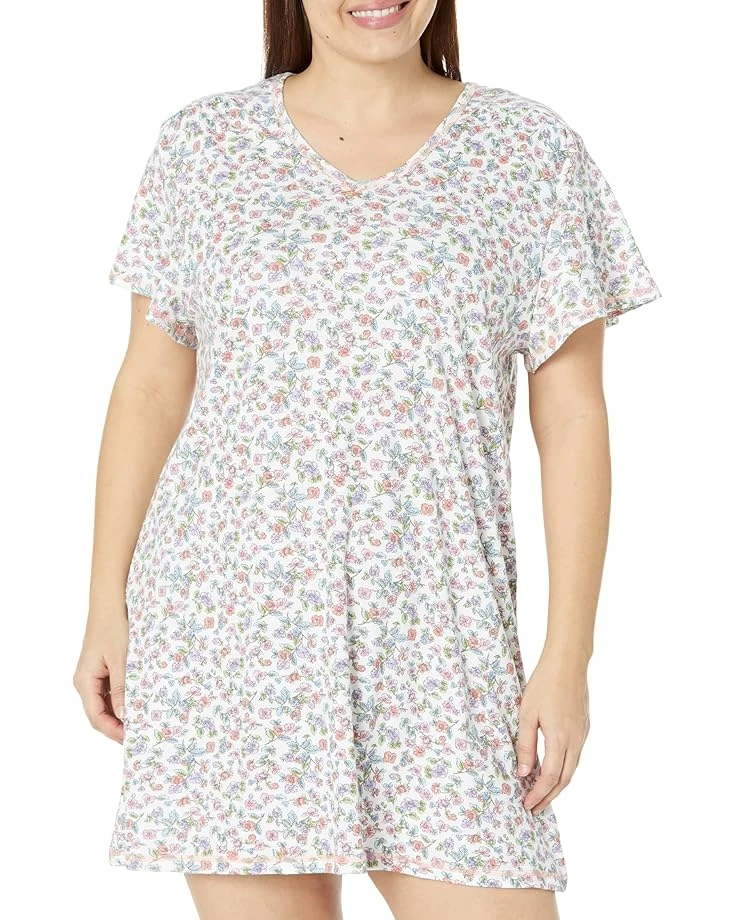 Karen Neuburger Plus Size Island Breeze Short Sleeve Nightshirt